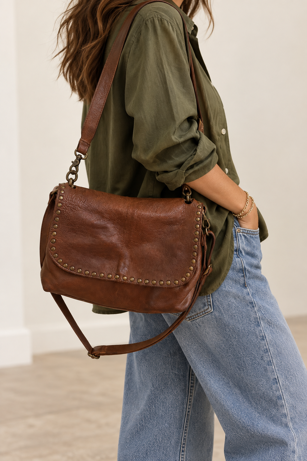 Hand-Dyed Full-Grain Leather Hobo Bag